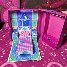 Barbie vintage anni 90 rosa retrò porta e gioca custodia per la buonanotte