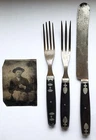 Civil War Era Grouping: Tin Type Photo and 3 Higher-end Utensils
