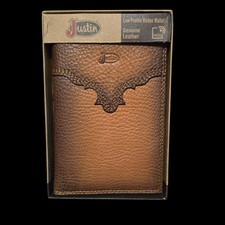 JUSTIN BOOTS MENS BURNISHED LOW PROFILE RODEO WALLET NEW