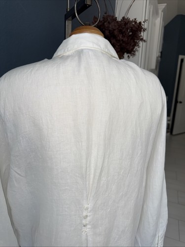 J Jill love Linen Sz XL Eyelet Lace Cut Out Front Button Tunic “looks new” - Picture 14 of 16