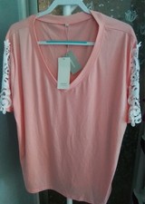 Niashot NWT Women s Short Sleeve Peach Shirt ...