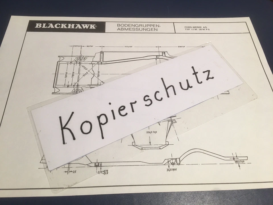 Ford Taunus P 5 17 M + 20 M - orig. Blackhawk Maßplan Bodengruppe - Bild 1 von 1