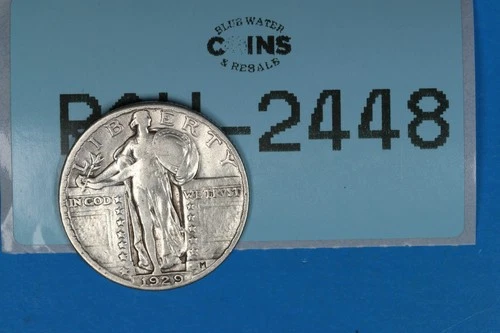 1929 25C STANDING LIBERTY SILVER QUARTER EARLY US TYPE COIN RAW-2448