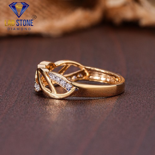 0.176 TCW Round Cut Diamond 18K Yellow Gold Ring Labstone - Picture 3 of 5