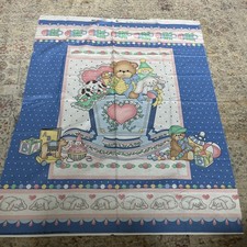 VTG Daisy Kingdom Nursery Crib Baby Blanket Blue fabric panel 34 x 44