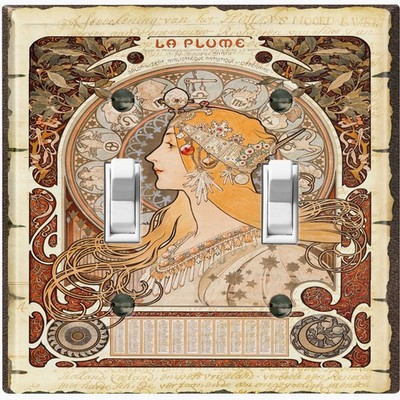 Metal Light Switch Outlet Cover Decorative Wall Plate Nouveau Lady NUR109
