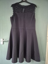 Dorothy Perkins Size 16 Blue Lace Sleeveless Knee Length Dress (625/191/v)