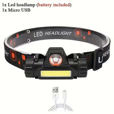 High Power Headlamp Rechargeable Cob Led With USB Cable Waterproof Head Torch