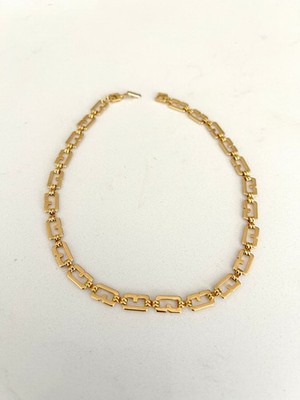 Vintage GIVENCHY  1980s GoldT plated GG Logo Chain Link Choker Necklace 16''