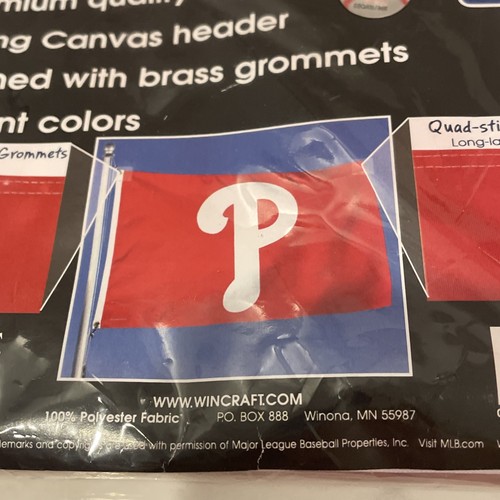 Bandiera stampata Philadelphia Phillies MLB 3’ x 5’ nuova in confezione made in USA 🇺🇸 - Foto 2 di 4