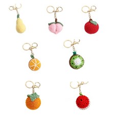 Handmade Look Fruit Keychain with Crochet Texture for Bags and Keys