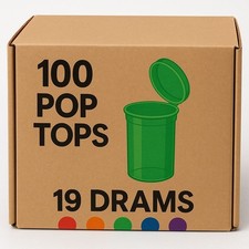 Pop Tops Tubs Stash Containers 100 x 19Dram (3.5g) Medical Grade Smell Proof