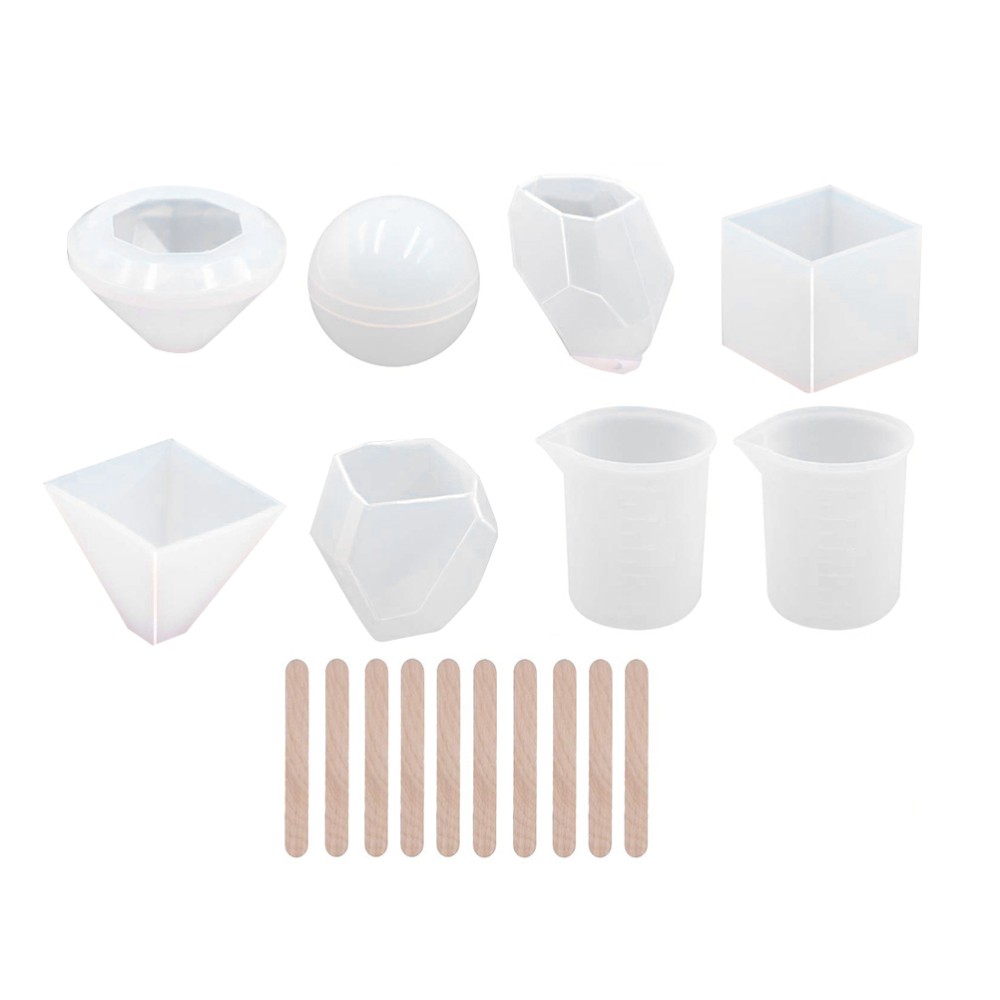 18 Pcs Epoxy Mold Set Crystal Candy Molds DIY Silicone Resin Casting