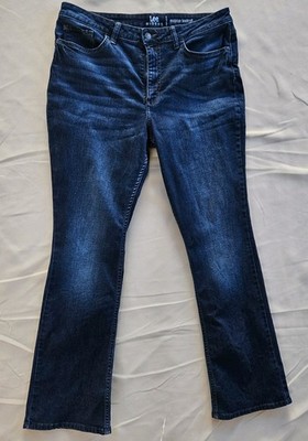 Lee Riders Women's Mid Rise Bootcut Jeans Sz 16 M Blue Dark Wash Denim