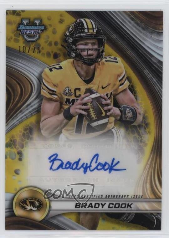 2024 Bowman U Best of 2024 Auto Yellow Refractor /75 Brady Cook #BOA-BC Auto