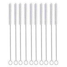 Straw Cleaner Brush, 8.2 Inch Nylon Bristles, Pack of 10, White