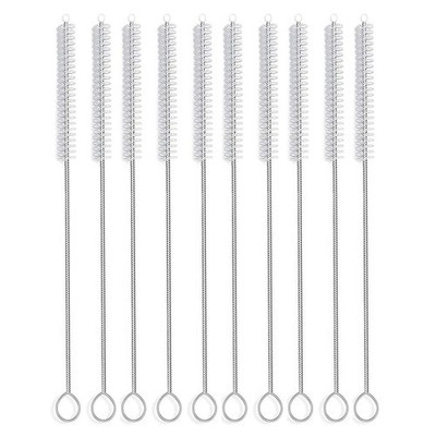 Straw Cleaner Brush, 8.2 Inch Nylon Bristles, Pack of 10, White