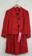 Vintage 1950s/1960s Twistspun Handmacher Red Skirt Suit Set Size 12 NWT
