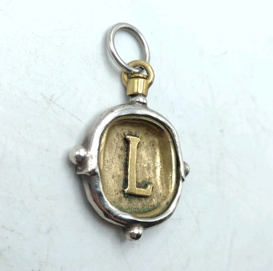 Waxing Poetic Sterling Silver Brass Voyager Insignia Charm "L" Monogram Initial - Image 4 of 4
