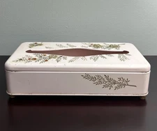 Ransburg Pink Metal 1950s Mid Century Tissue Box Holder Wall Hang Tabletop Decor