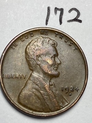 1924-D LINCOLN WHEAT CENT, ''EXTREMELY FINE'' CONDITION, Low Mintage Date, #172