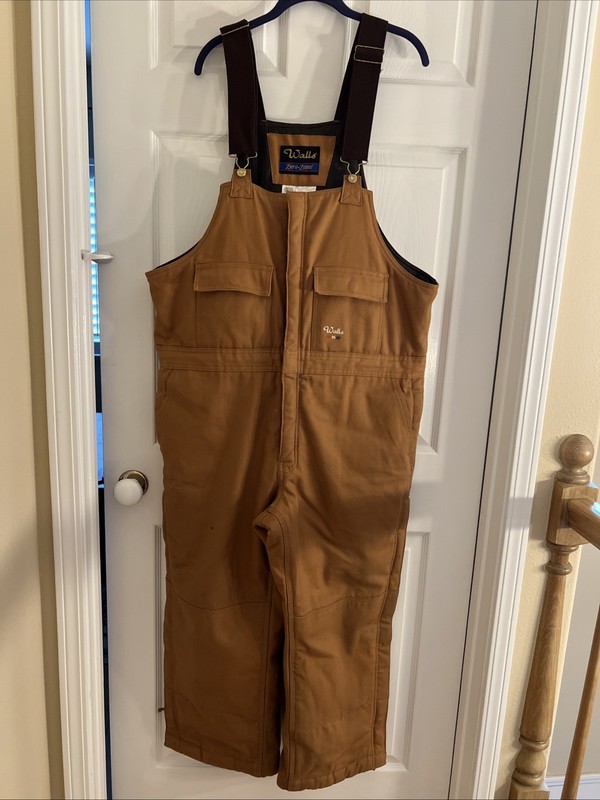 Walls Bib Overalls Men Large 38-40 Heavy Quilted Insulated Duck Canvas Workwear