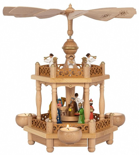 Weihnachtspyramide Christi Geburt Mit Haus, 35 Cm Hoch, Original Erzgebirge V...-image