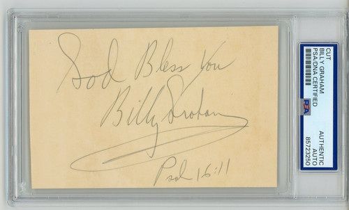 Reverend Billy Graham ~ Signed Index Card "God Bless You" Evangelist ~ PSA DNA