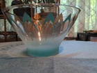 Vintage MCM Anchor Hocking Atomic Glass Bowl Large Turquoise Gold Starburst Arch