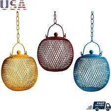 Squirrel Proof Bird Feeder 3 Pc Multi Color Decorative Metal Mesh Hopper New