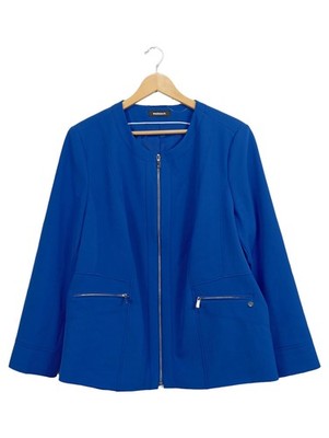 Walbusch Damen Blazer Jacke Gr. 48 Blau Business Reißverschluss Taschen