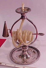 Original Candlestick Silver on Copper Wax Jack coil candle England 6 inch