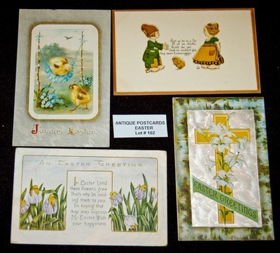 ANTIQUE Postcards Lot of 4 Over 110 Years Old Lot#102 Easter