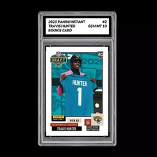 Graded 10 Travis Hunter 2025 Panini Instant Draft Night #2 RC Rookie JAGUARS 