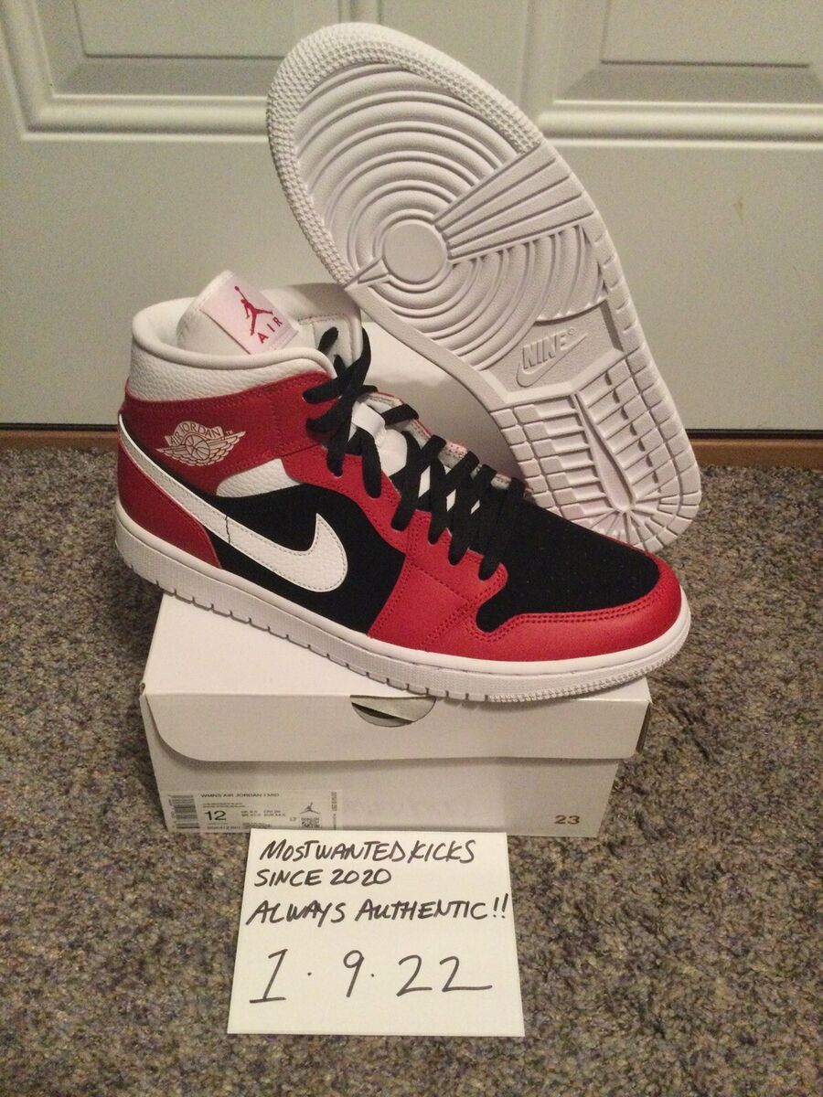 【NIKE】AIR JORDAN 1 MIDGYM RED DS 2020 Nike Air Jordan Retro 1 Mid Gym Red Black Sz 12