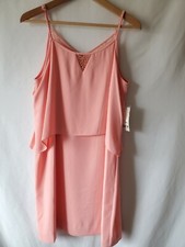 NWT Tiered Dress Size L Blushing Pink Lace Detail Sleeveless BarIII