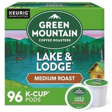 Green Mountain Coffee Roasters Lake and Lodge, Medium Roast, K Cup Pod, 96 Count