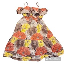 VTG Juicy Couture Silk Blend Floral Dress 0 Ruffle Off Shoulder Smocked Boho Y2K