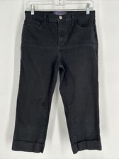 NYDJ Not Your Daughter's Jeans Capri Women's Cuffed Sz 4 Black Jewel Bling