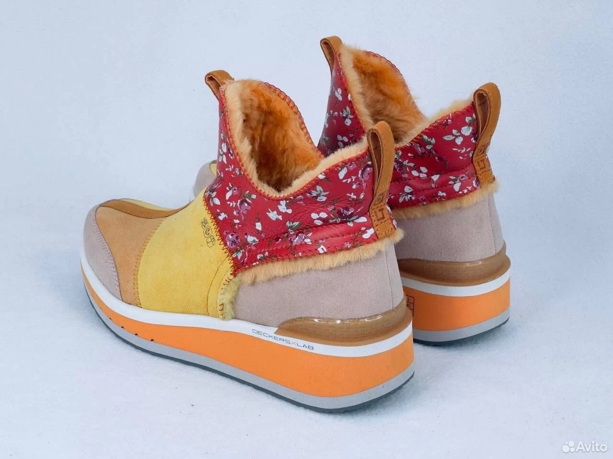 NEW Women's Deckers X Lab Boots Ko-Z Snpr Mid Wedge Yellow