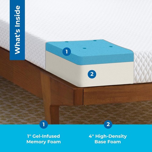 Smooth Top 5 Inch Gel Memory Foam Mattress with 10- - Full Size - Picture 6 of 9