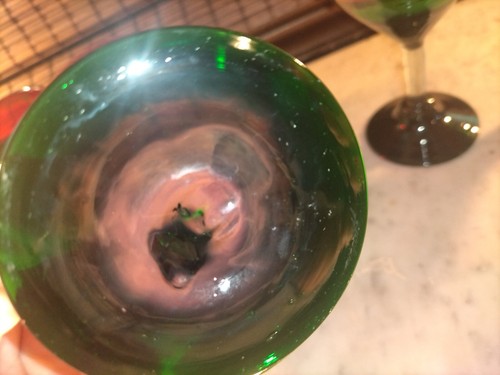 (4) Vintage Hand Blown Cocktail Glasses Thick Art Glass Red & Green Stagger Set - Picture 8 of 24