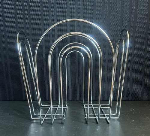 VTG Mid-Century Chrome Magazine Rack Towel Holder. Art Deco. Excellent Cond. - Picture 4 of 7