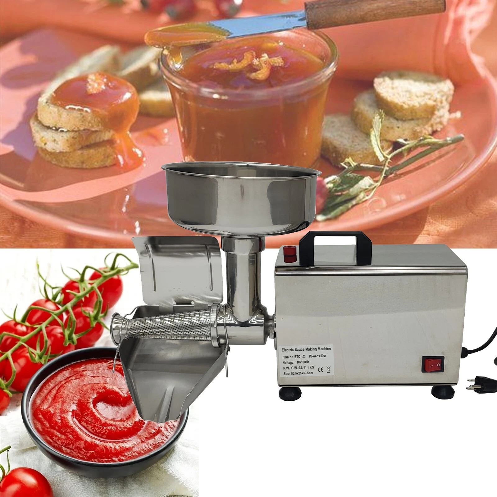 110V Electric Tomato Press Strainer Machine Sauce Making Machine Ketchup Maker