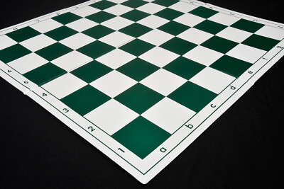 Double Folding PVC Chess Board with Algebraic Notation in Green & White - 55 mm