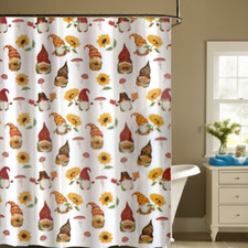 Fall Gnome Shower Curtain 70" x 72" Thanksgiving Sunflower Autumn Leaves Harvest