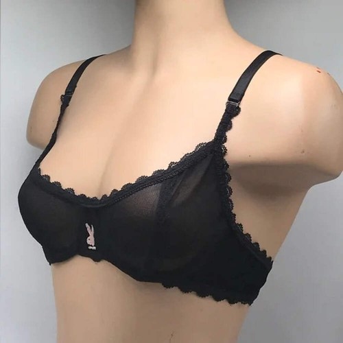 Sujetador Playboy negro transparente para mujer nuevo con etiquetas - Imagen 4 de 5