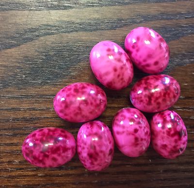 Vintage German Pink & Berry Tye Dye Coated Chubby Oval Lucite Bead Lot