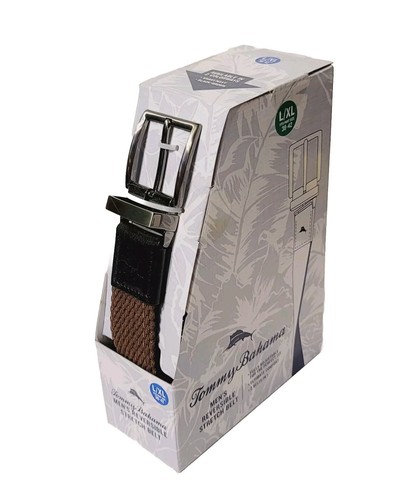 Tommy Bahama Mens Stretch Reversible Braided Belt Leather Black Brown L/XL 38-42 - Picture 6 of 12