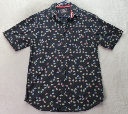One Resolution Clothing Shirt Men's M Black Pineapple Print Collared Button Down